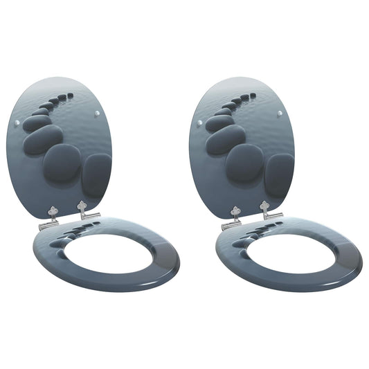 Capac de toaletă cu închidere lentă 2 pcs Gri 44 x 38 cm