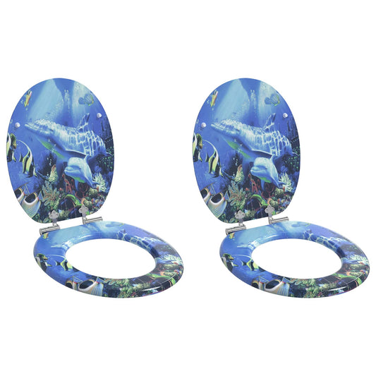 Capac de toaletă cu închidere lentă 2 pcs albastru 44 x 38 cm