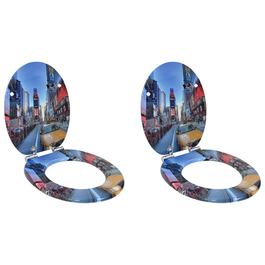 Capac de toaletă cu închidere lentă 2 pcs Multicolour Placă MDF