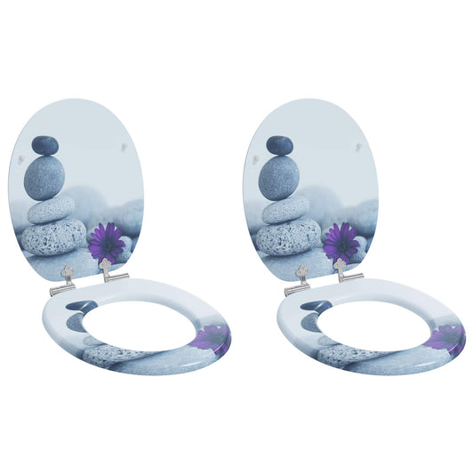 Capac de toaletă cu închidere lentă 2 pcs Gri 44 x 38 cm