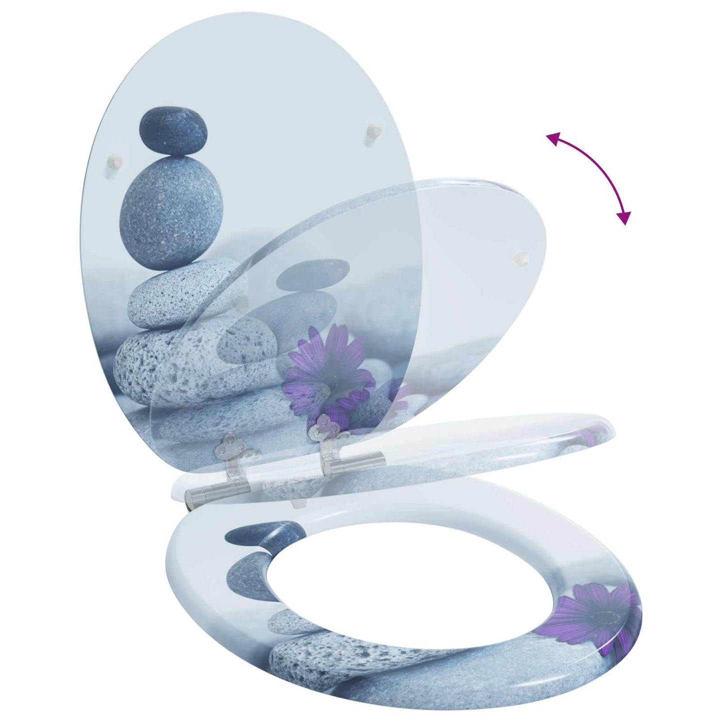 Capac de toaletă cu închidere lentă 2 pcs Gri 44 x 38 cm