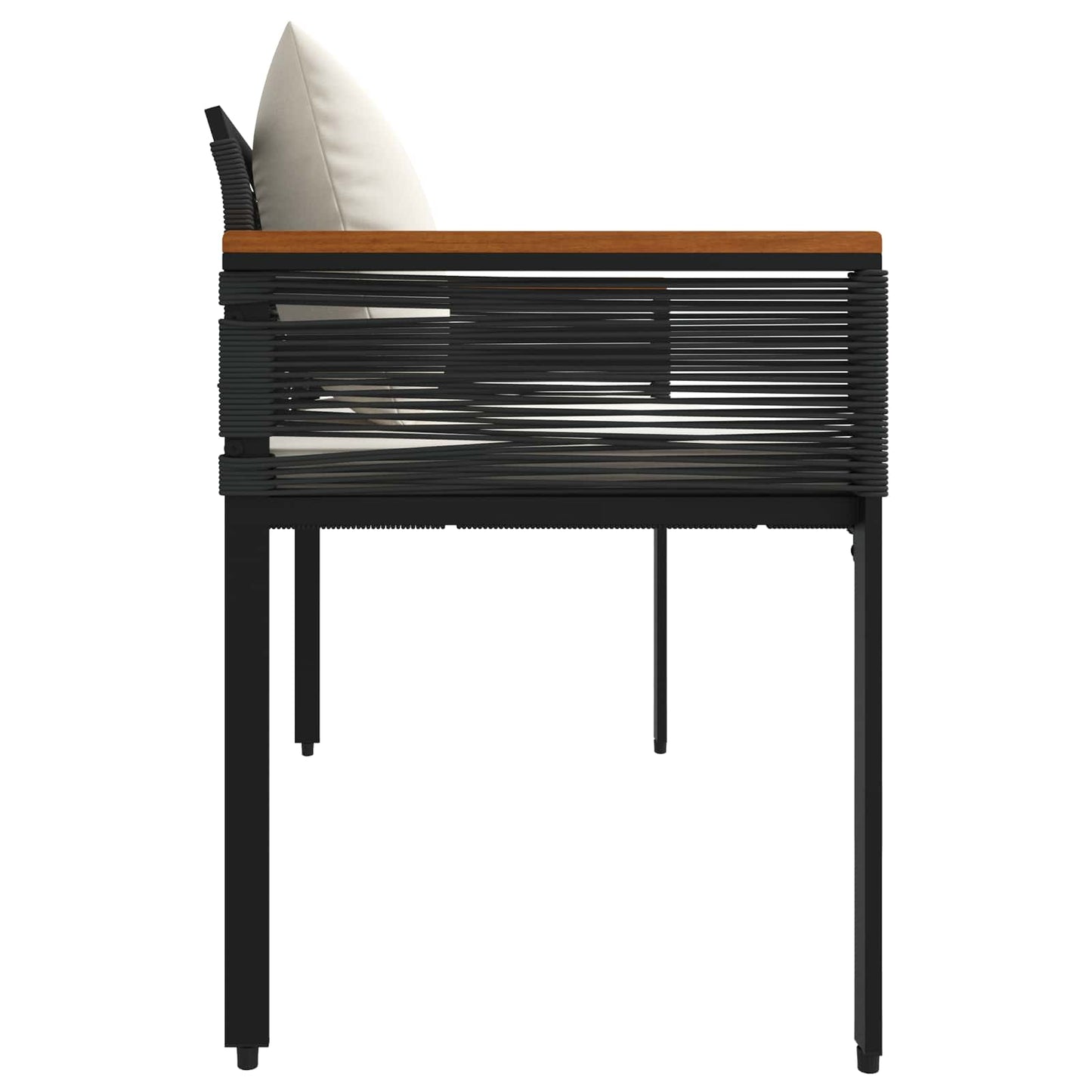 Bancă de exterior cu pernă Negru și Alb crem 117 x 54 x 74.5 cm