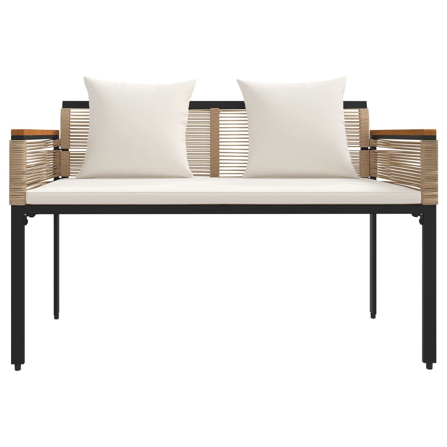 Bancă de exterior Bej și alb crem 117 x 54 x 74.5 cm poliratan