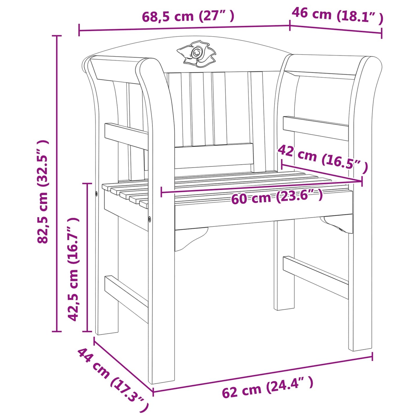 bancă cu pernă Finisaj cu ulei natural 68,5 x 46 x 82,5 cm