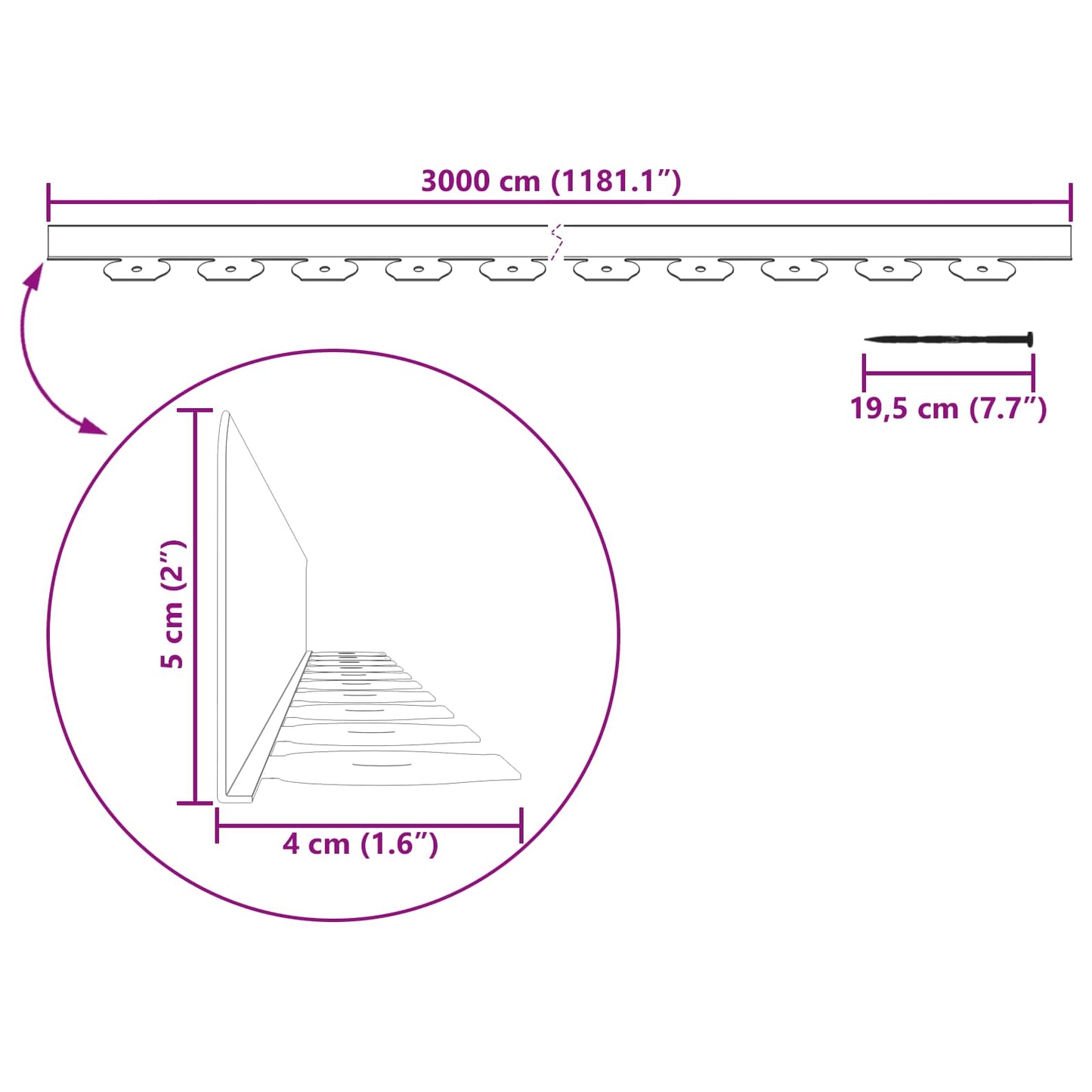 Borduri pentru gazon Verde 3000 x 4 x 5 cm Plastic