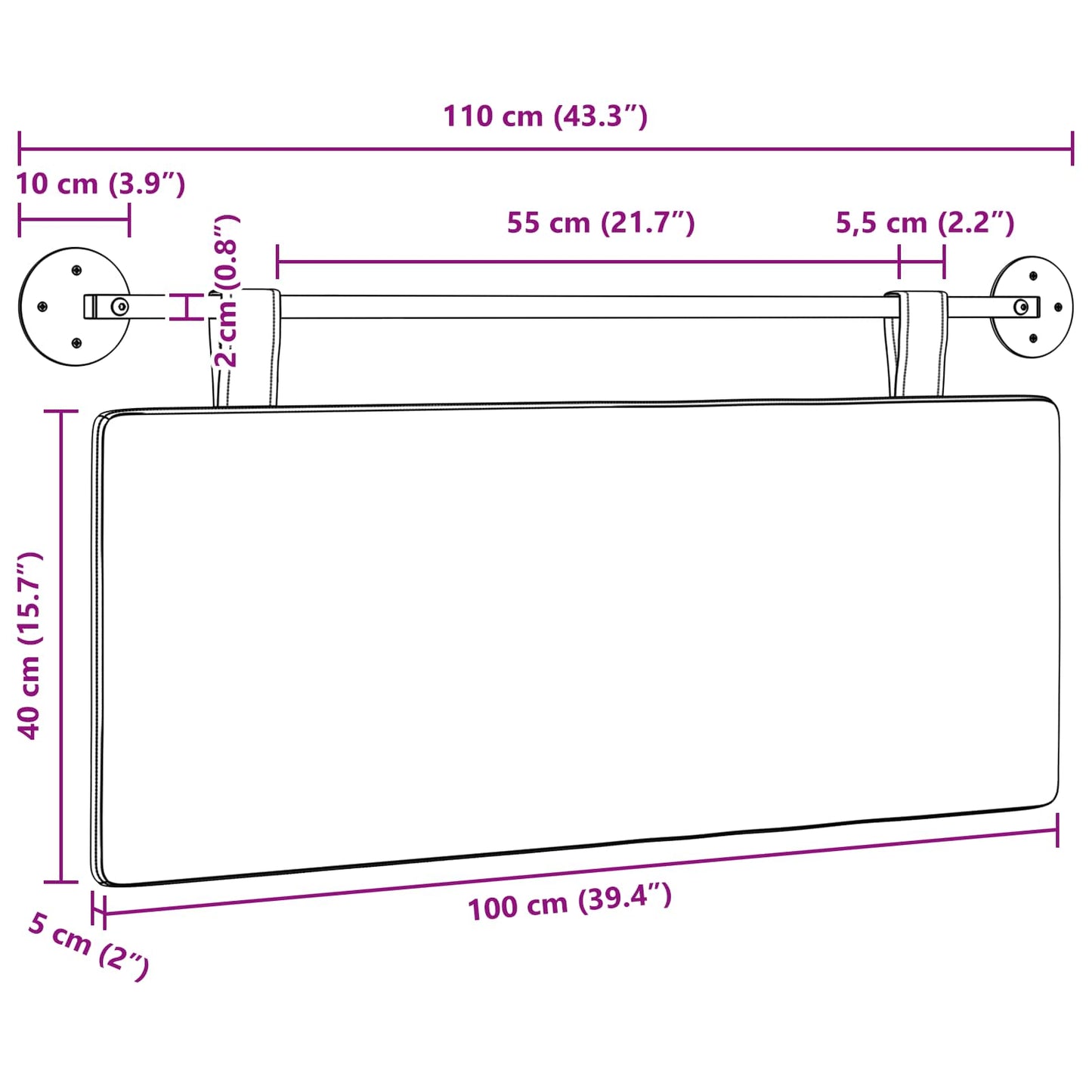Cap de pat suspendat Pe perete Simplu Țesătură din corduroy