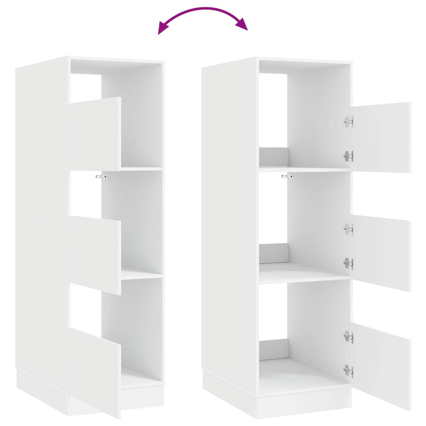 Set dulap de rufe cu depozitare 2 pcs Alb Lemn prelucrat