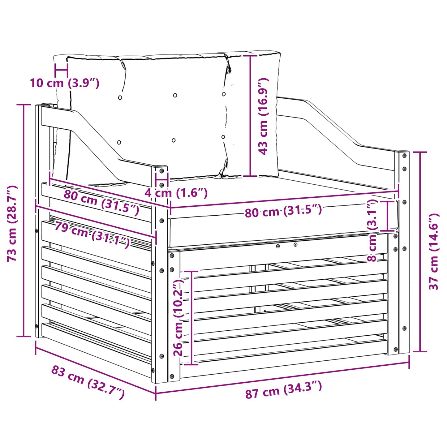 Set de canapele de exterior Lemn Solid de Acacia natural