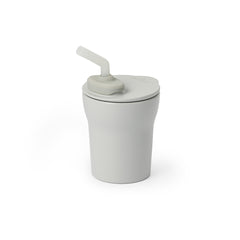 Pahar cu capac si pai antrenament bebelusi Miniware 1-2-3 Sip!, 100% din materiale naturale biodegradabile, Grey