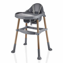 Scaun de masa BabyJem, pentru bebe, multifunctional, cu tavita si suport pentru picioare (Culoare: Ecru)