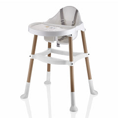 Scaun de masa BabyJem, pentru bebe, multifunctional, cu tavita si suport pentru picioare (Culoare: Ecru)