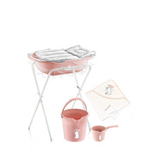 Set cadita de baie complet pentru bebelusi cu 6 piese, BabyJem (Culoare: Roz)