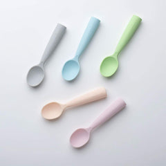 Set de lingurite bebelusi Miniware, 100% silicon alimentar, Grey+Cotton candy