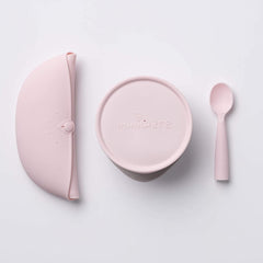 Set diversificare hrana bebelusi Miniware First Bites Deluxe, 100% din materiale naturale biodegradabile, 4 piese, Cotton candy