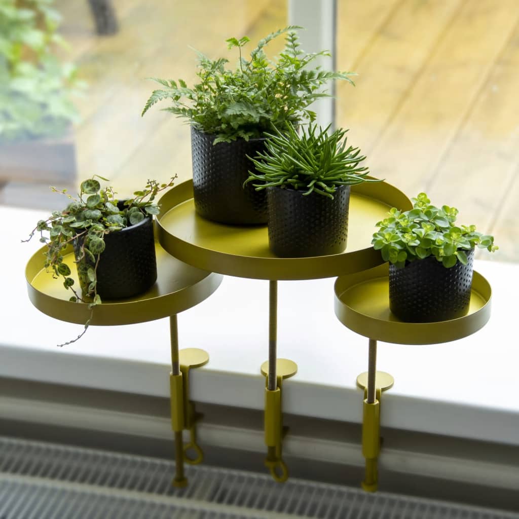 Esschert Design Tavă pentru plante cu clemă, auriu, rotund, M - Vendito