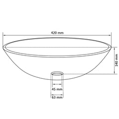 Chiuvetă din sticlă securizată, 42 cm, mătuită