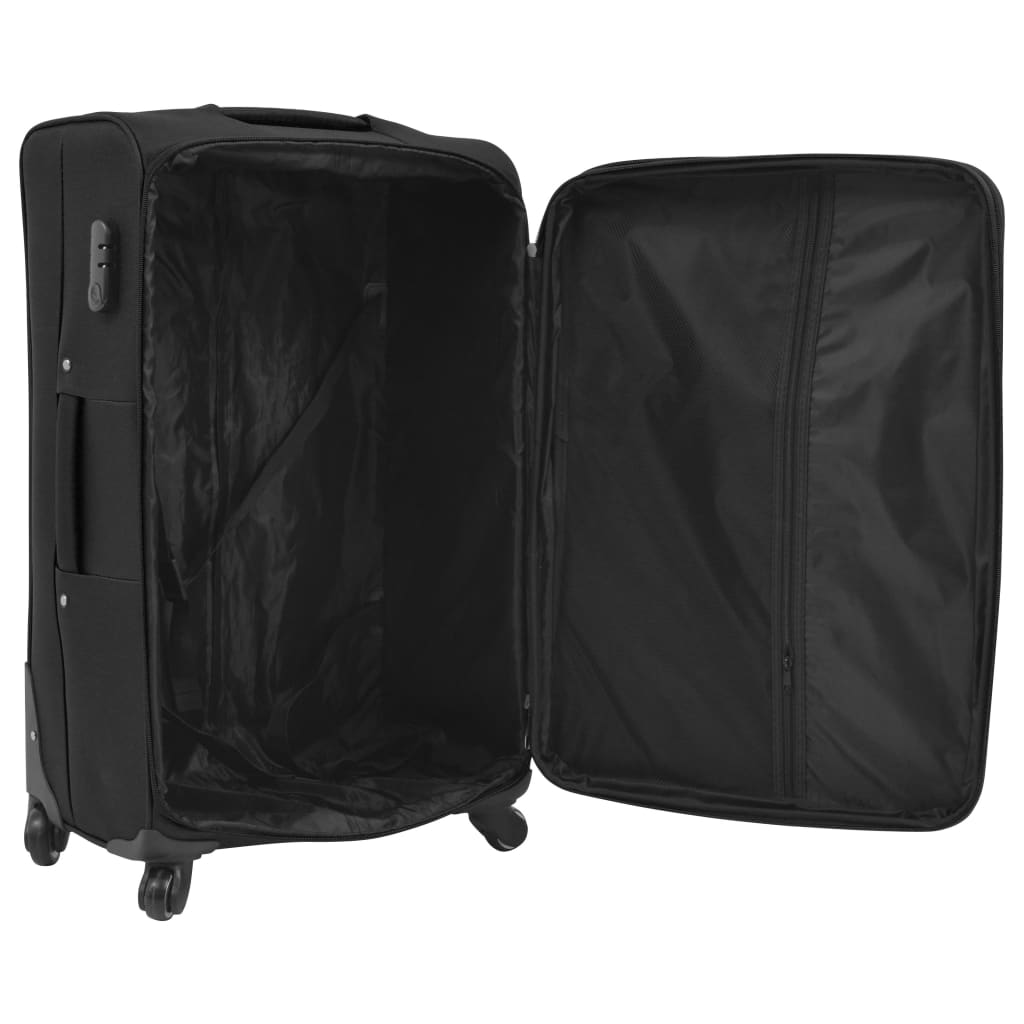 Set de valize din material textil, 3 piese, negru - Vendito