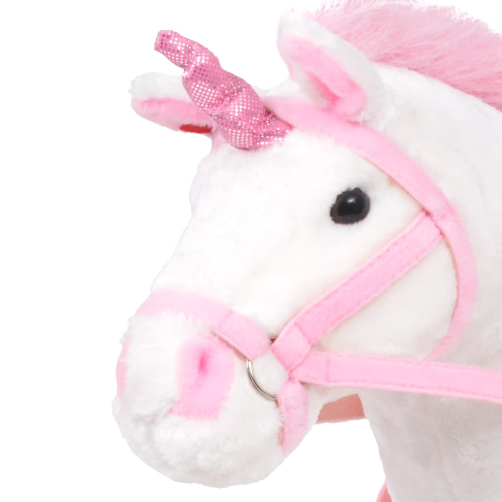 Jucărie unicorn din pluș în picioare, alb și roz, XXL - Vendito