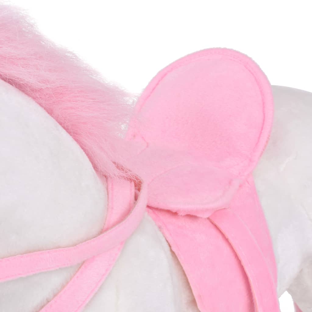 Jucărie unicorn din pluș în picioare, alb și roz, XXL - Vendito