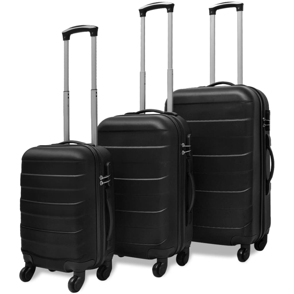 Set valize rigide, negru, 3 buc., 45,5/55/66 cm - Vendito