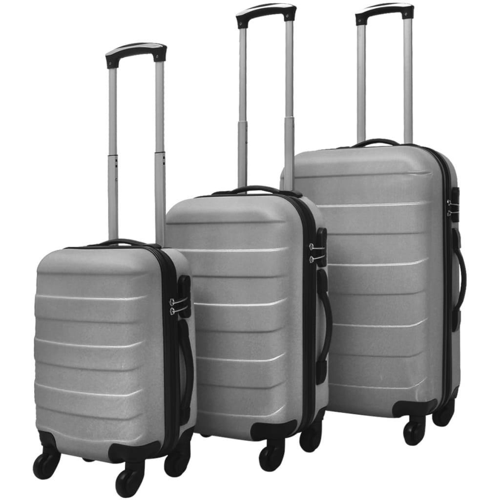 Set valize rigide, argintiu, 3 buc., 45,5/55/66 cm - Vendito
