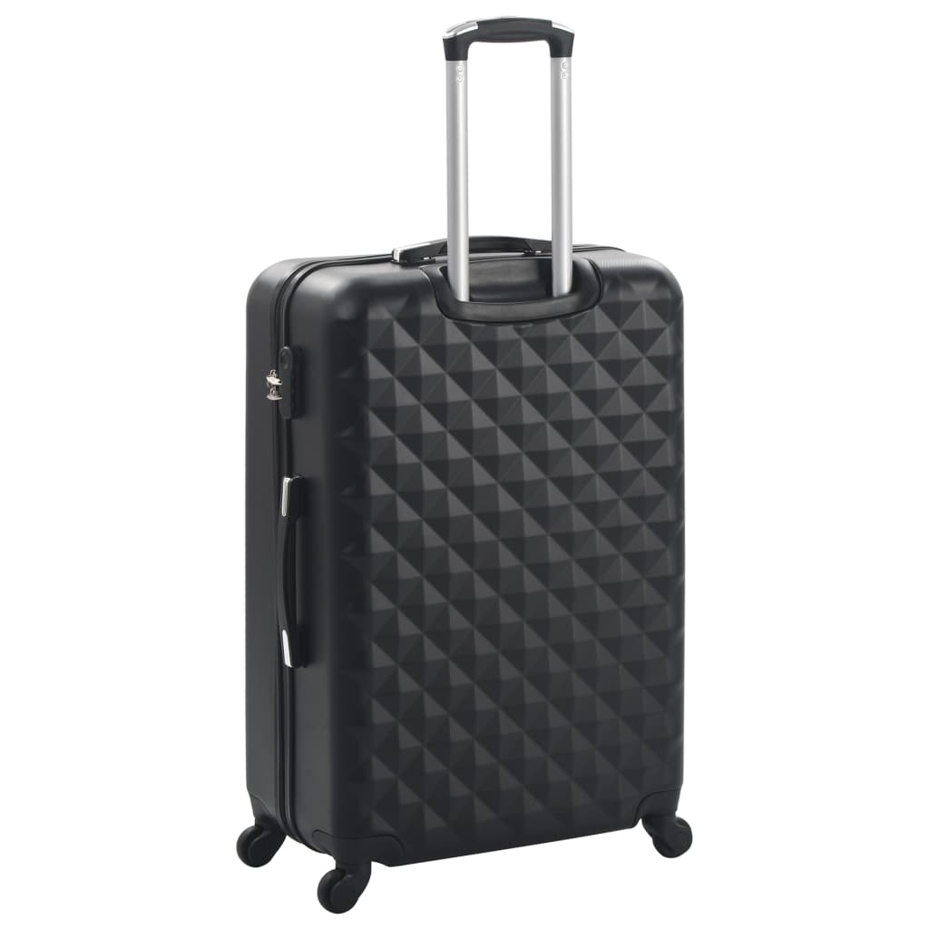 Set valiză carcasă rigidă, 3 buc., negru, ABS - Vendito