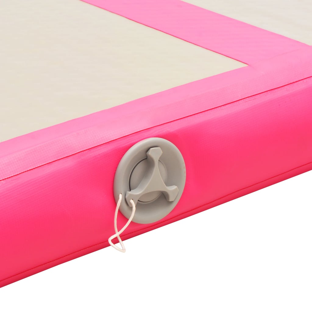 Saltea gimnastică gonflabilă cu pompă roz 800x100x10cm PVC - Vendito