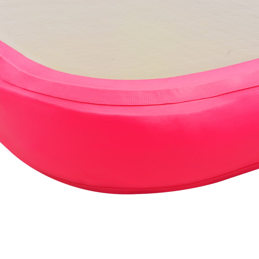 Saltea gimnastică gonflabilă cu pompă roz 800x100x10cm PVC - Vendito