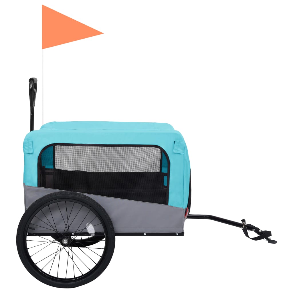 Remorcă bicicletă & cărucior 2-în-1 animale, albastru și gri - Vendito