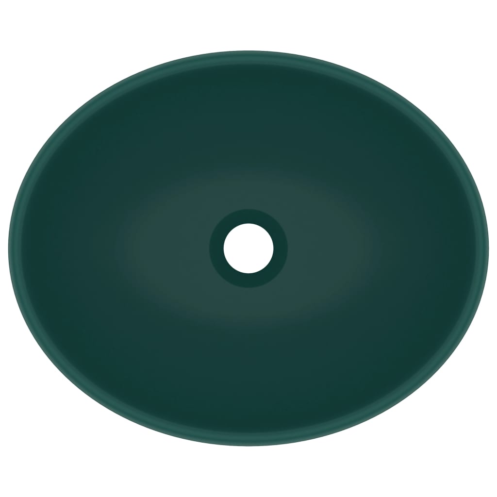 Chiuvetă de lux, verde mat, 40 x 33 cm, ceramică, formă ovală