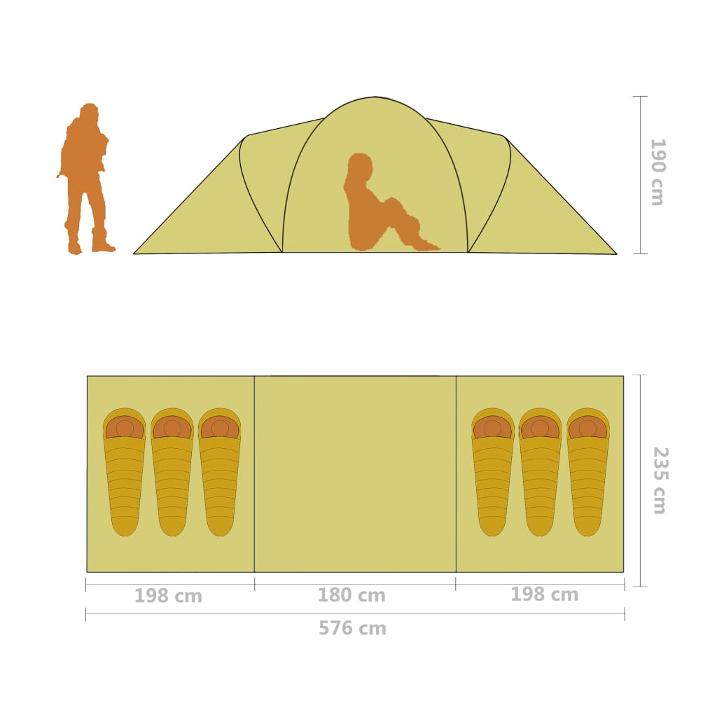 Cort camping, 6 persoane, albastru și verde - Vendito