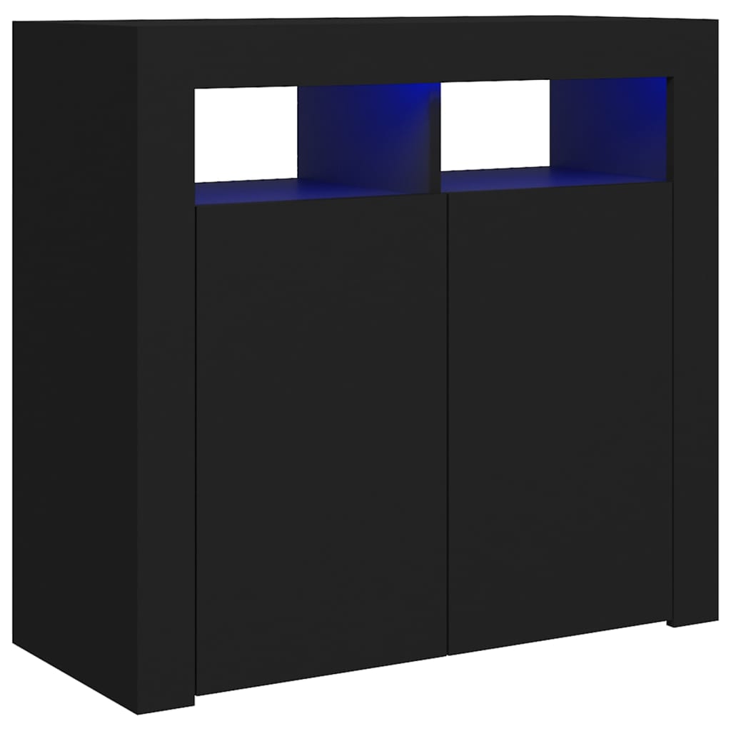 Servantă cu lumini LED, negru, 80x35x75 cm - Vendito