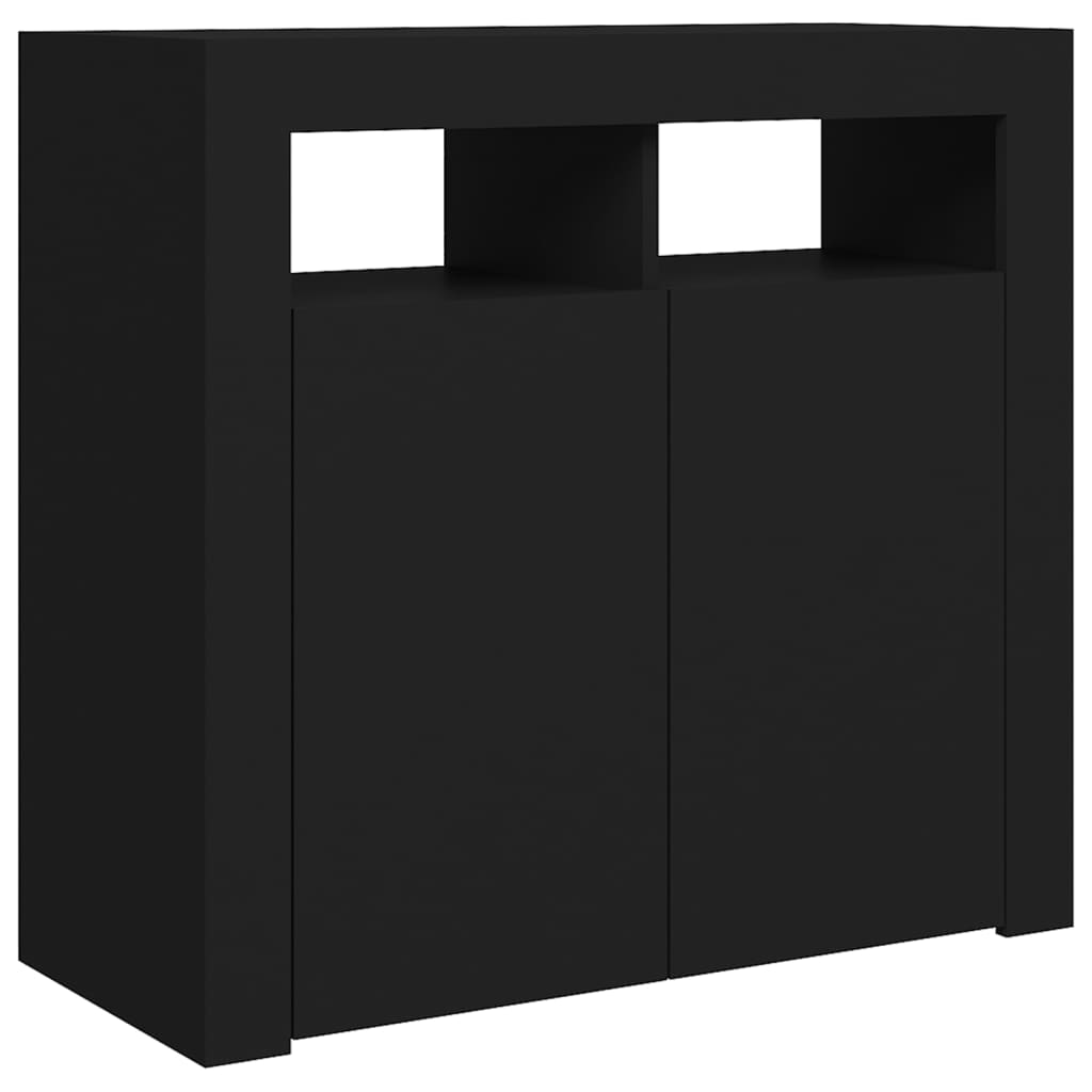 Servantă cu lumini LED, negru, 80x35x75 cm - Vendito