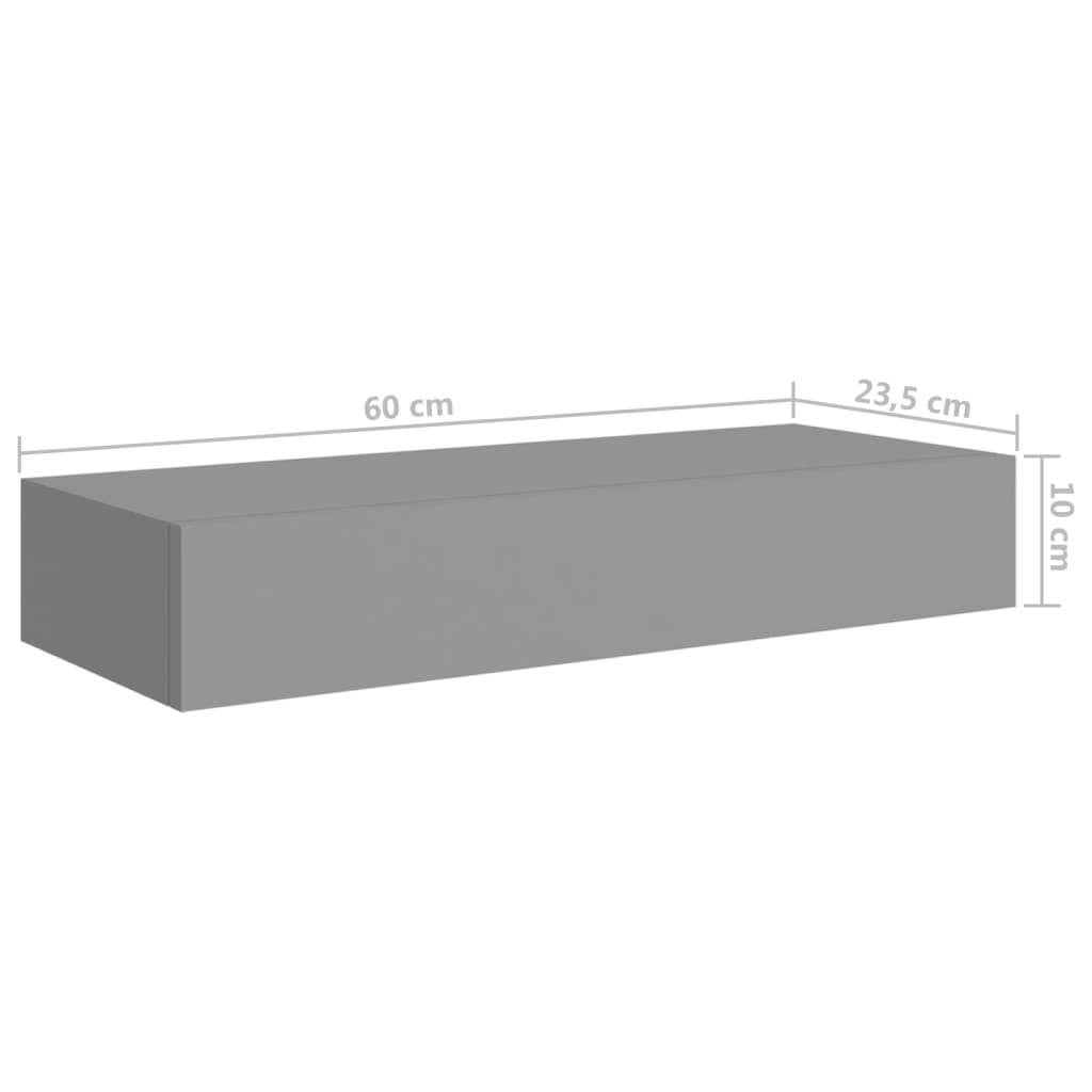 Dulapuri de perete cu sertare, 2 buc. gri, 60x23,5x10 cm, MDF - Vendito