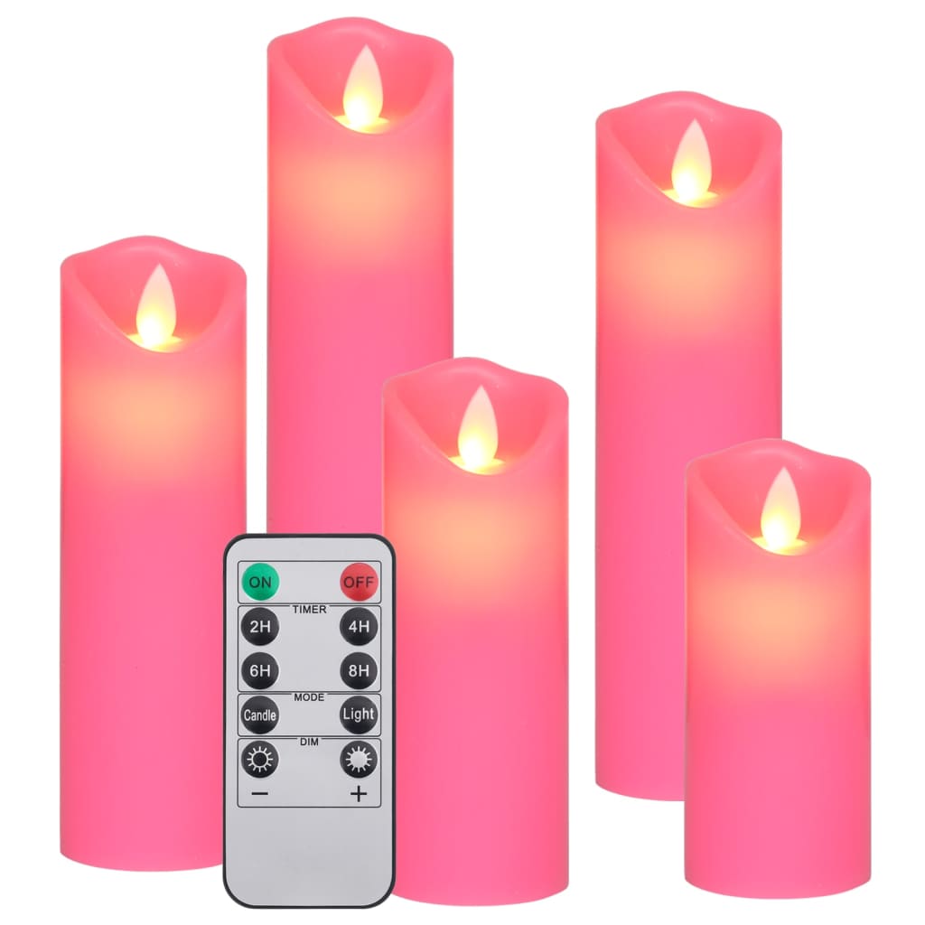 Set lumânări electrice cu LED și telecomandă, 5 buc., alb cald - Vendito