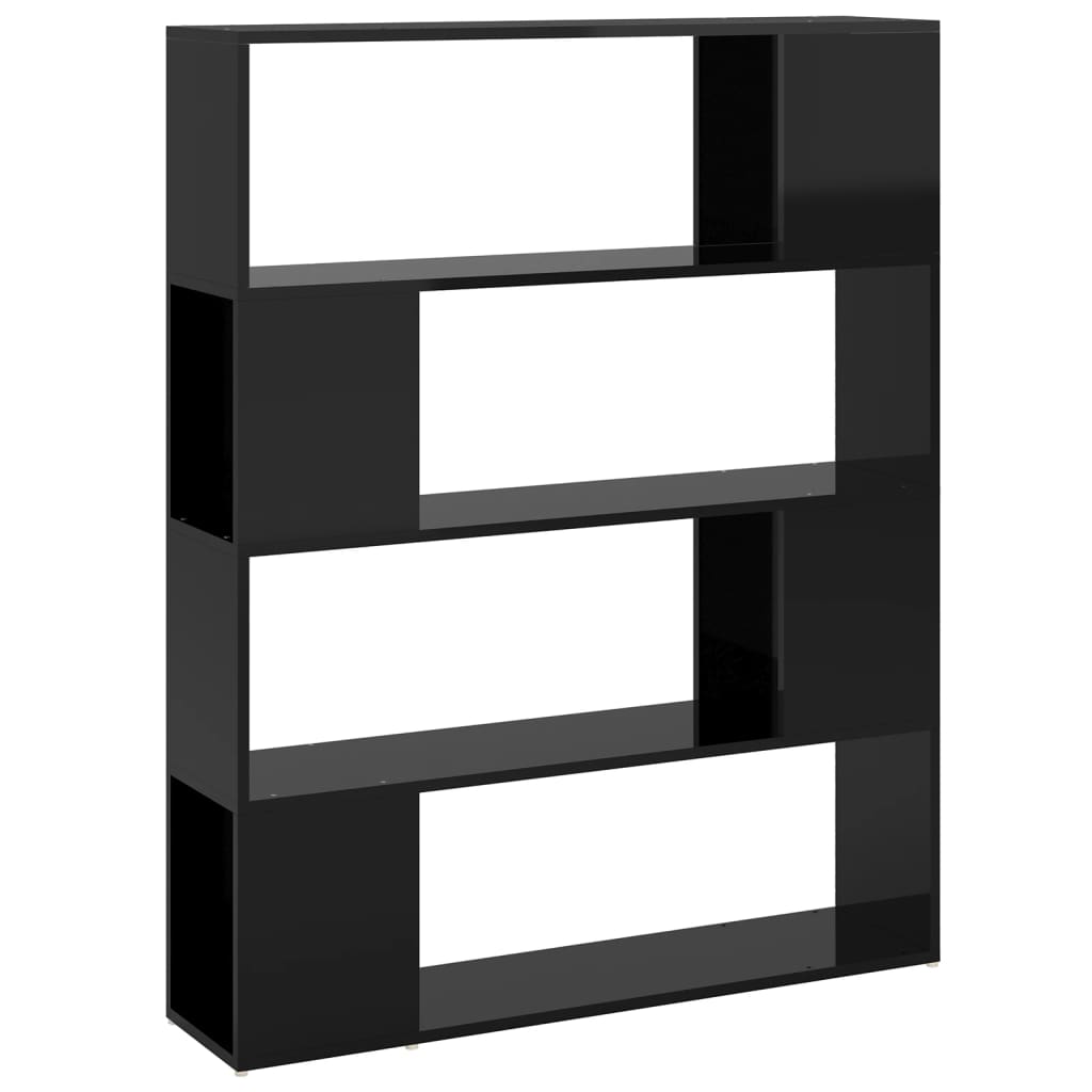 Bibliotecă/Separator cameră, negru extralucios, 100x24x124 cm - Vendito