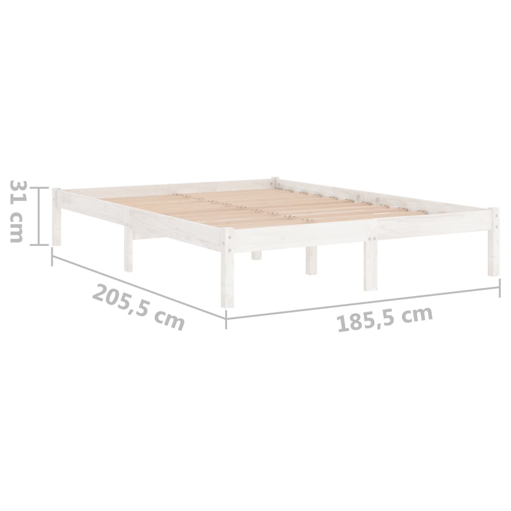 Cadru de pat Super King, alb, 180x200 cm, lemn masiv - Vendito