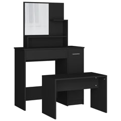 Set măsuță de toaletă, negru, 86,5x35x136 cm