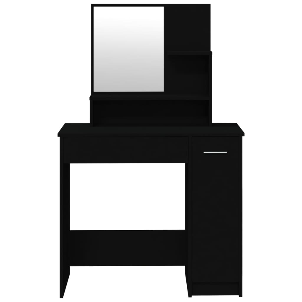 Set măsuță de toaletă, negru, 86,5x35x136 cm - Vendito