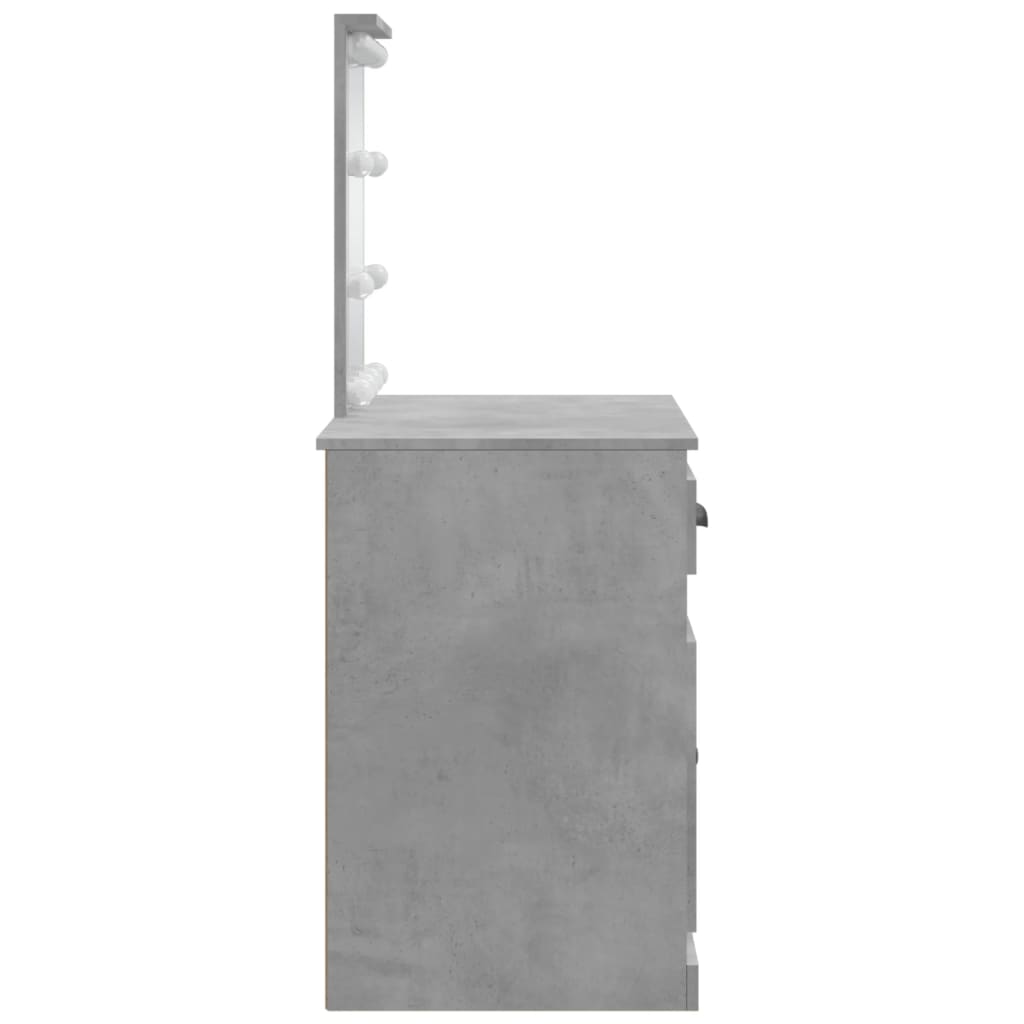 Masă de toaletă cu LED-uri, gri beton, 90x42x132,5 cm - Vendito
