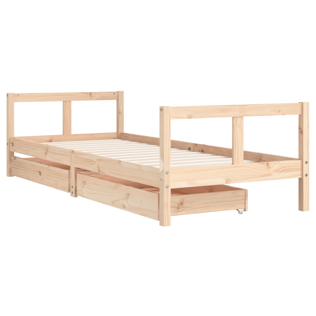 Cadru pat copii cu sertare, 80x200 cm, lemn masiv de pin - Vendito