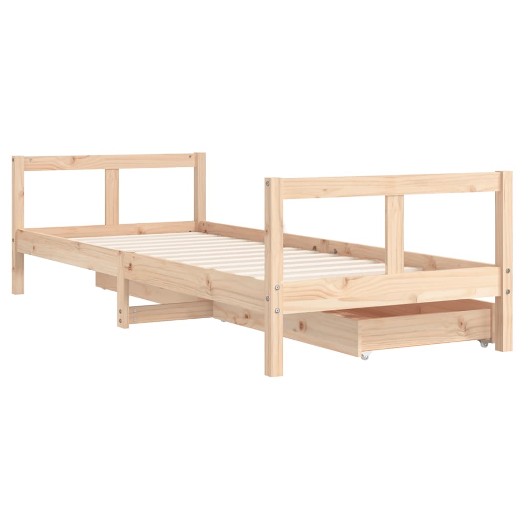Cadru pat copii cu sertare, 80x200 cm, lemn masiv de pin - Vendito