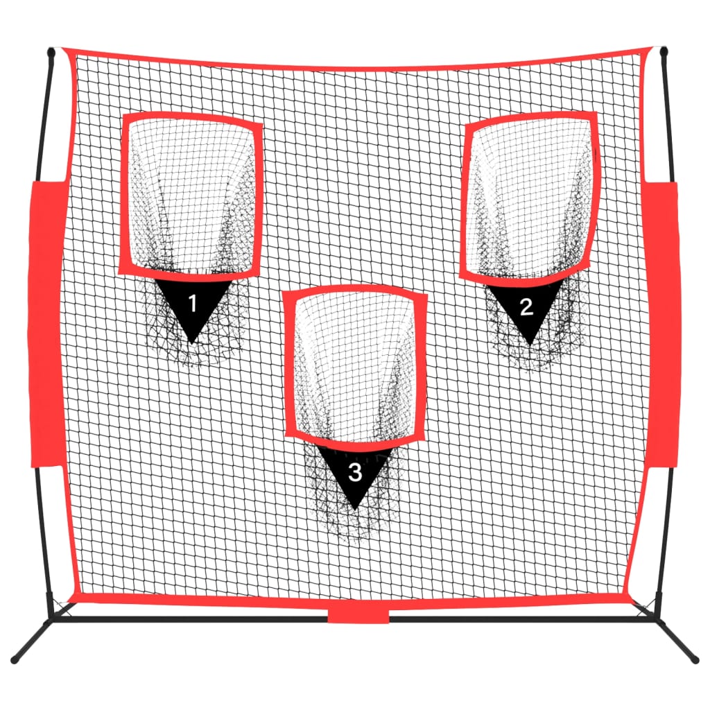 Plasă de baseball portabilă negru/roșu 183x105x183 cm poliester - Vendito