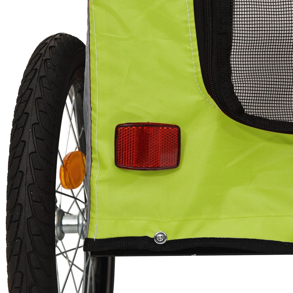 Remorcă bicicletă animale companie verde/gri textil oxford/fier - Vendito