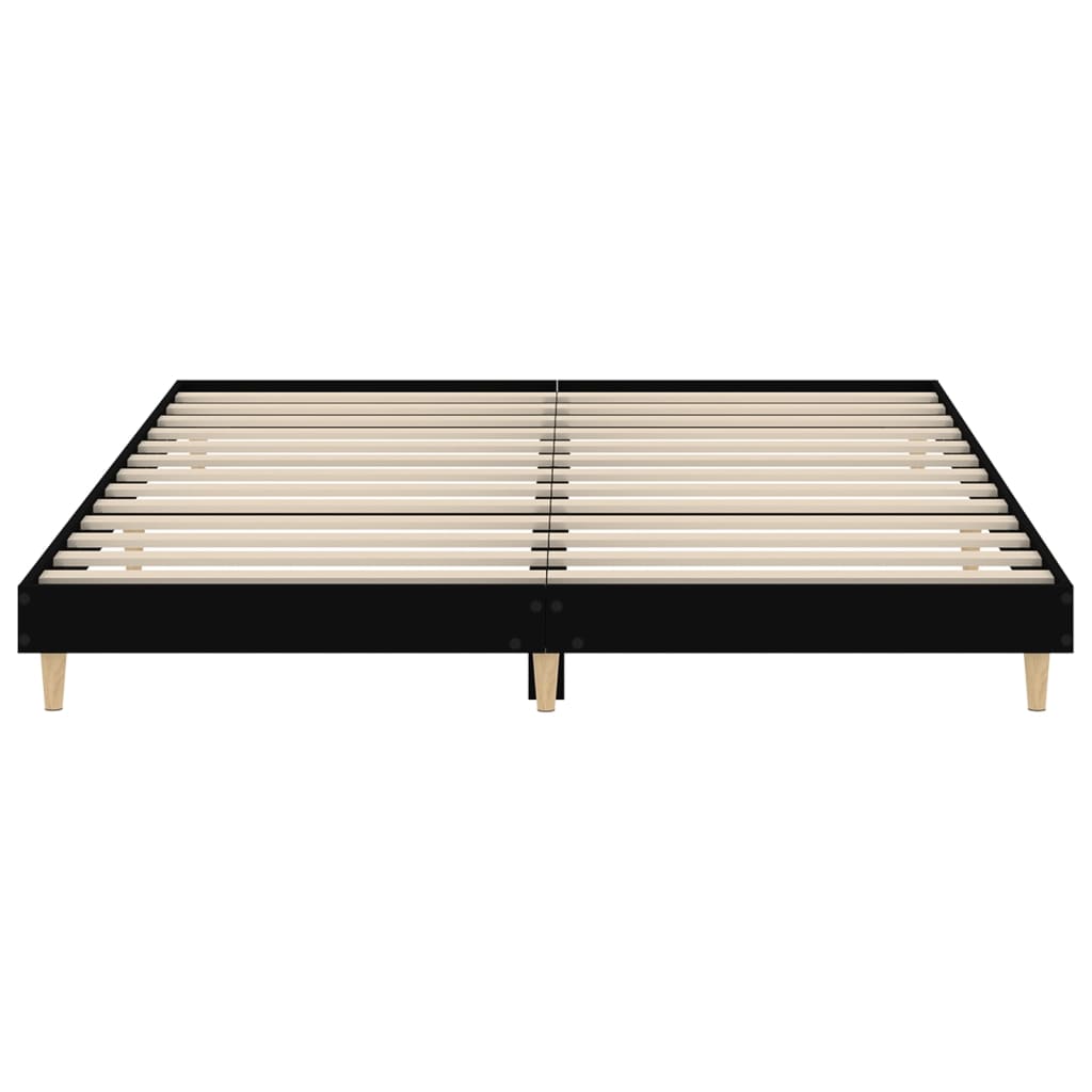 Cadru de pat, negru, 200x200 cm, lemn prelucrat - Vendito