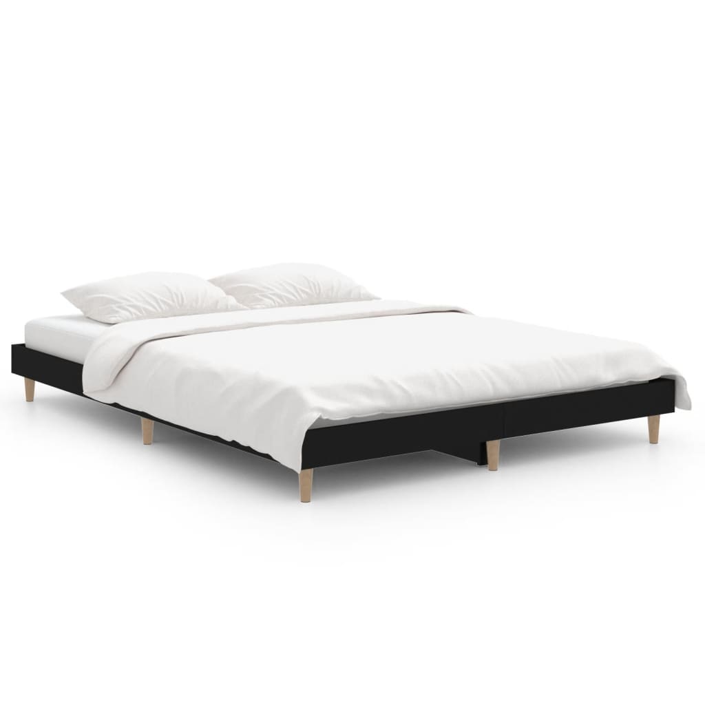 Cadru de pat, negru ,135x190 cm, lemn prelucrat - Vendito