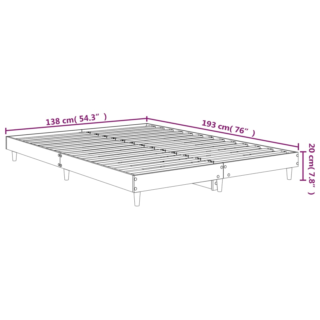 Cadru de pat, negru ,135x190 cm, lemn prelucrat - Vendito