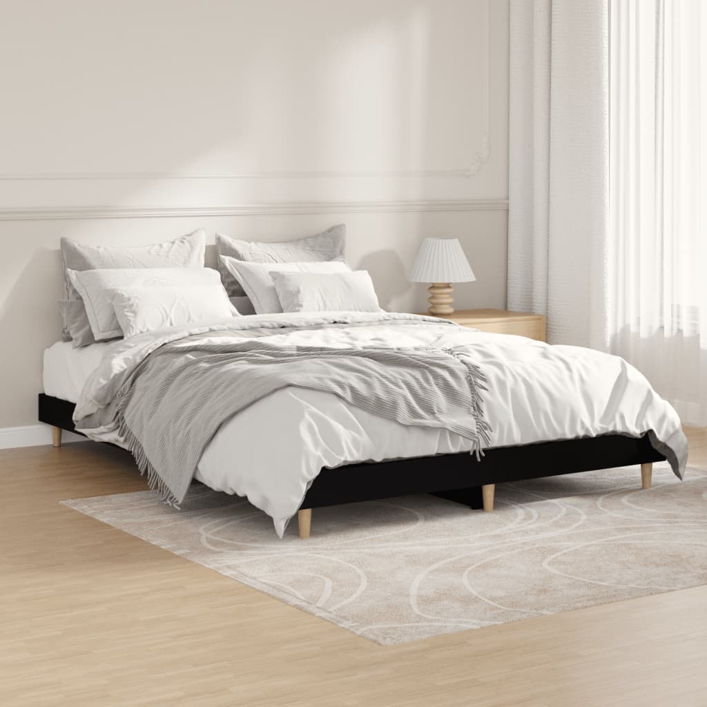 Cadru de pat, negru ,135x190 cm, lemn prelucrat - Vendito