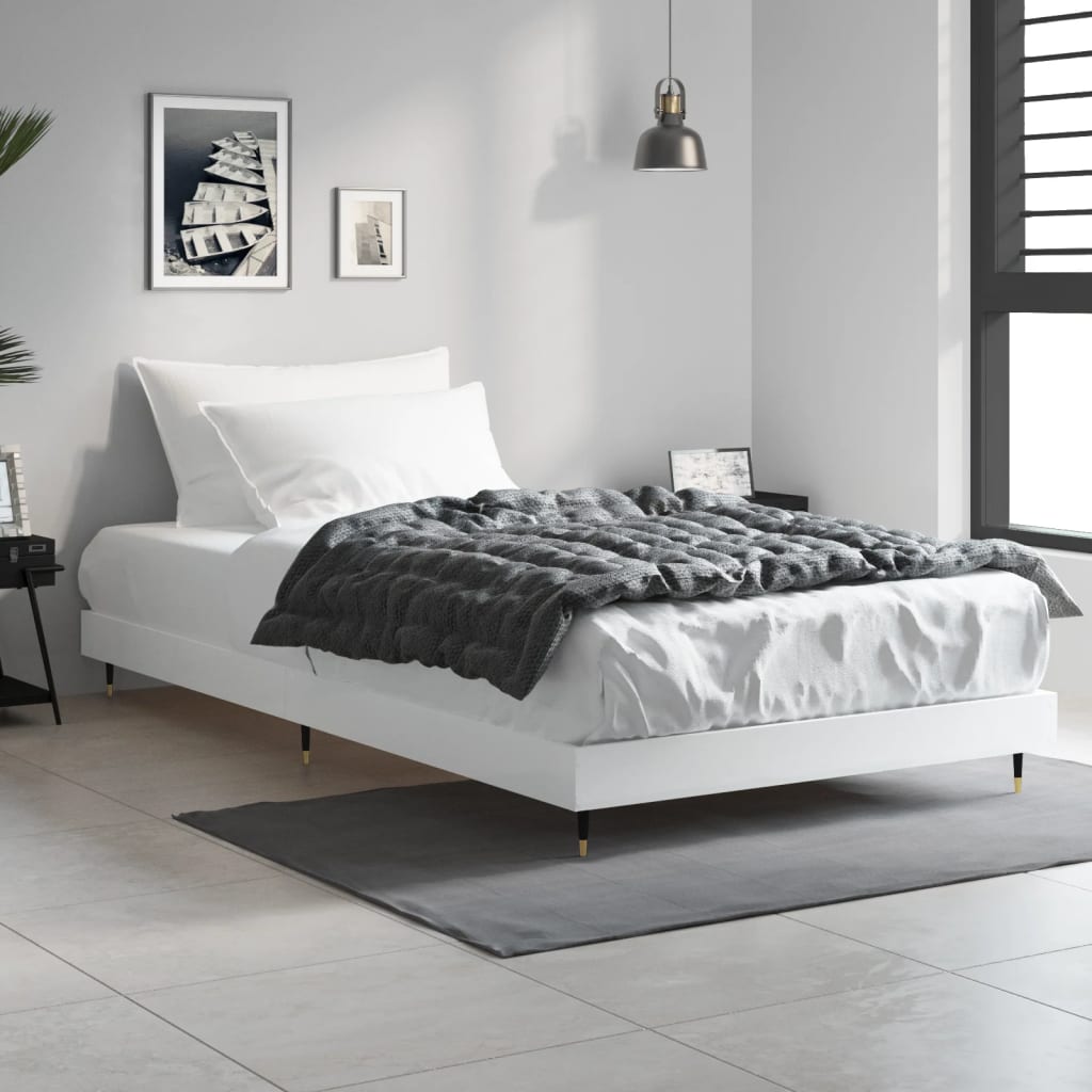 Cadru de pat, alb, 90x200 cm, lemn prelucrat - Vendito