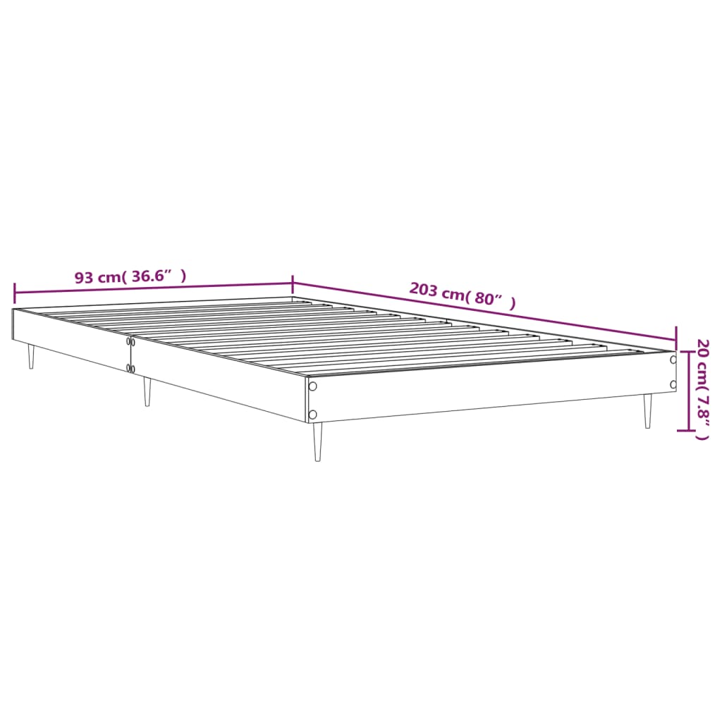 Cadru de pat, alb, 90x200 cm, lemn prelucrat - Vendito